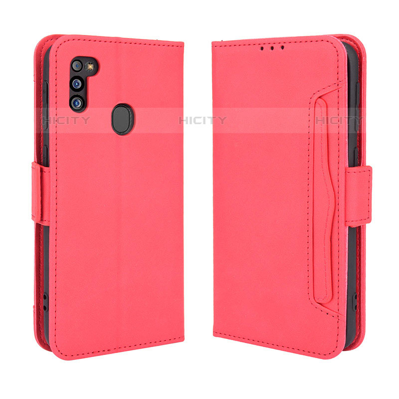 Custodia Portafoglio In Pelle Cover con Supporto BY3 per Samsung Galaxy M21 (2021) Rosso