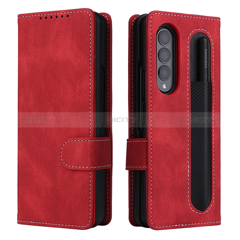 Custodia Portafoglio In Pelle Cover con Supporto BY3 per Samsung Galaxy Z Fold3 5G Rosso
