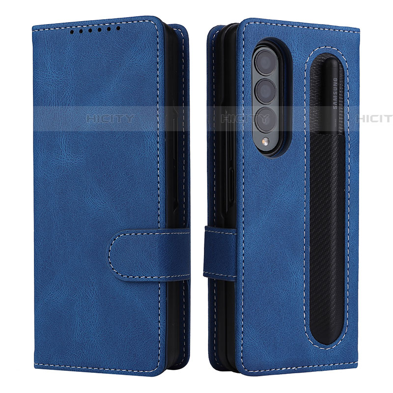 Custodia Portafoglio In Pelle Cover con Supporto BY3 per Samsung Galaxy Z Fold4 5G Blu