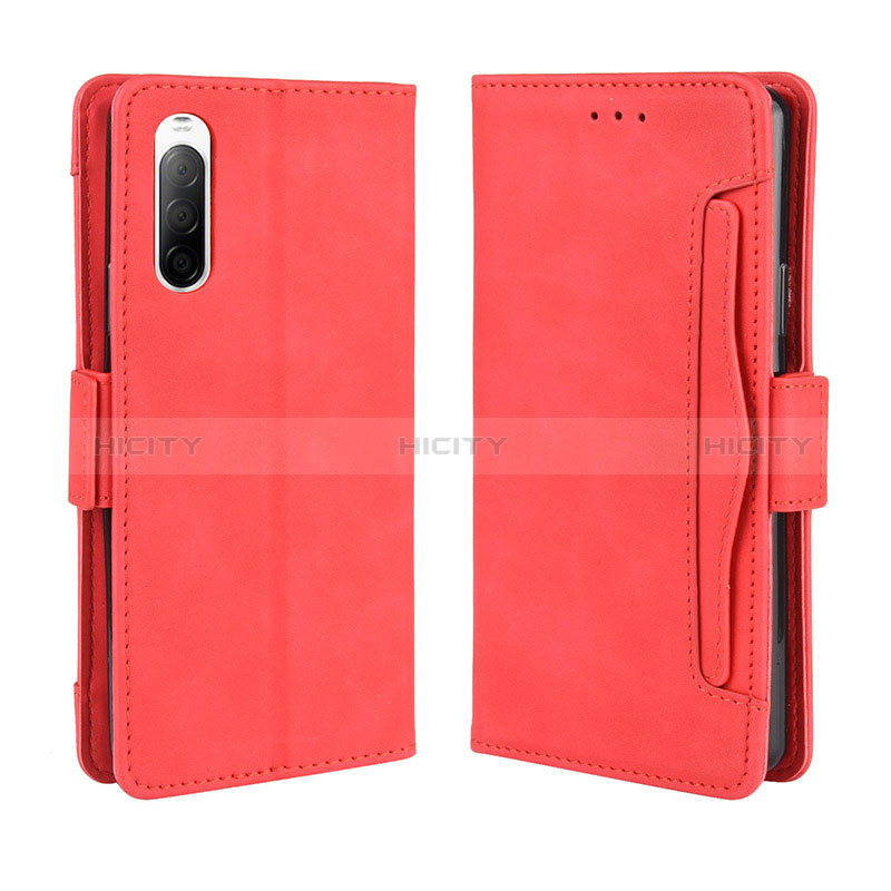 Custodia Portafoglio In Pelle Cover con Supporto BY3 per Sony Xperia 10 II Rosso