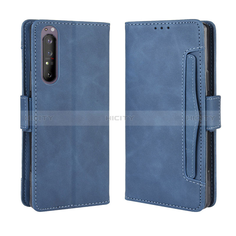 Custodia Portafoglio In Pelle Cover con Supporto BY3 per Sony Xperia 5 II Blu