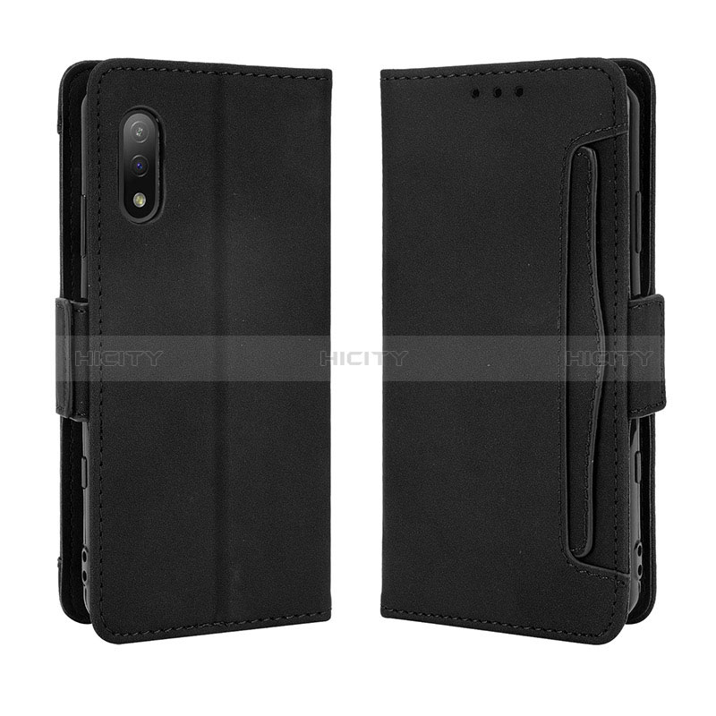 Custodia Portafoglio In Pelle Cover con Supporto BY3 per Sony Xperia Ace II Nero