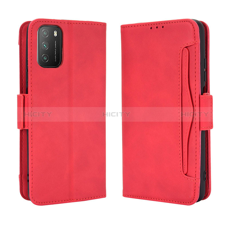 Custodia Portafoglio In Pelle Cover con Supporto BY3 per Xiaomi Poco M3 Rosso