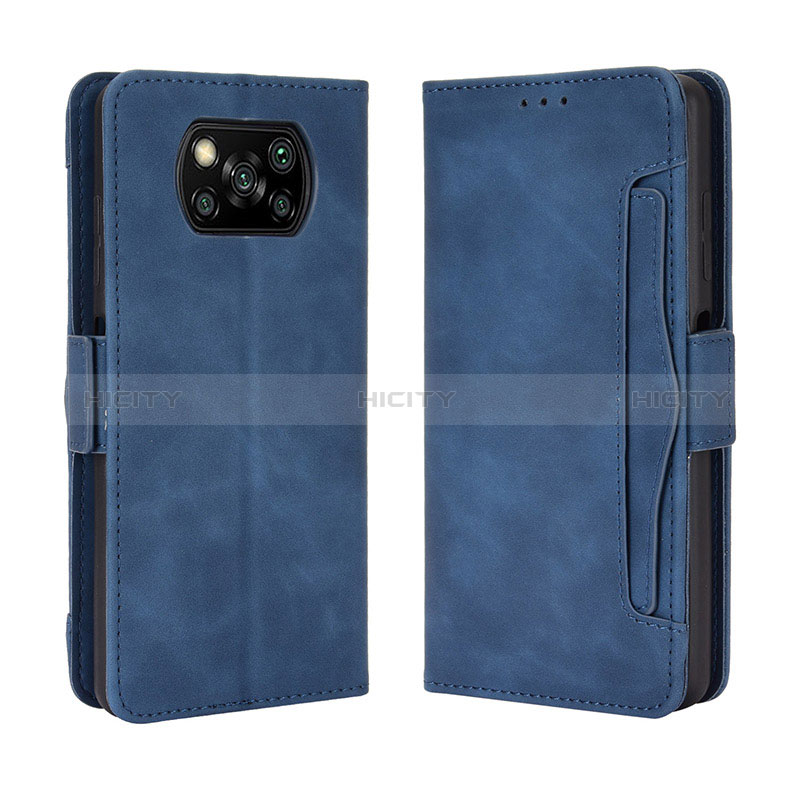 Custodia Portafoglio In Pelle Cover con Supporto BY3 per Xiaomi Poco X3 Blu