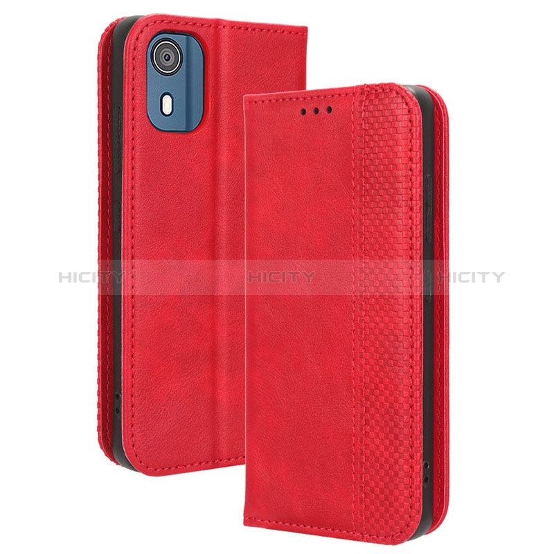 Custodia Portafoglio In Pelle Cover con Supporto BY4 per Nokia C02 Rosso