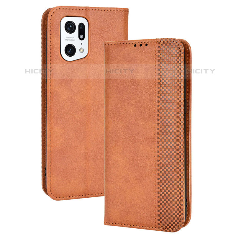 Custodia Portafoglio In Pelle Cover con Supporto BY4 per Oppo Find X5 Pro 5G