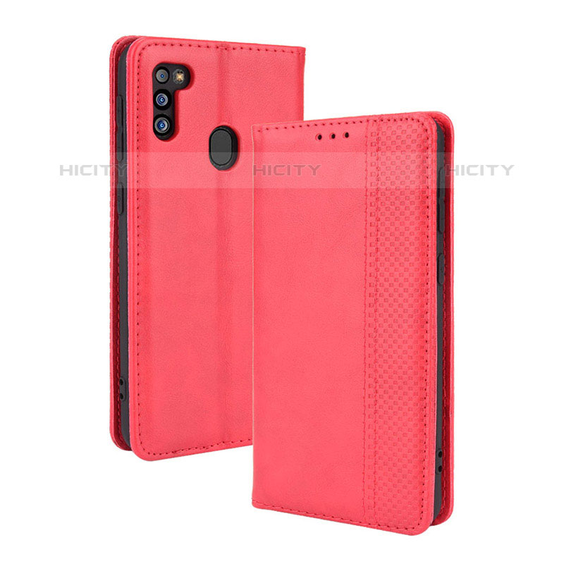 Custodia Portafoglio In Pelle Cover con Supporto BY4 per Samsung Galaxy M21 (2021) Rosso