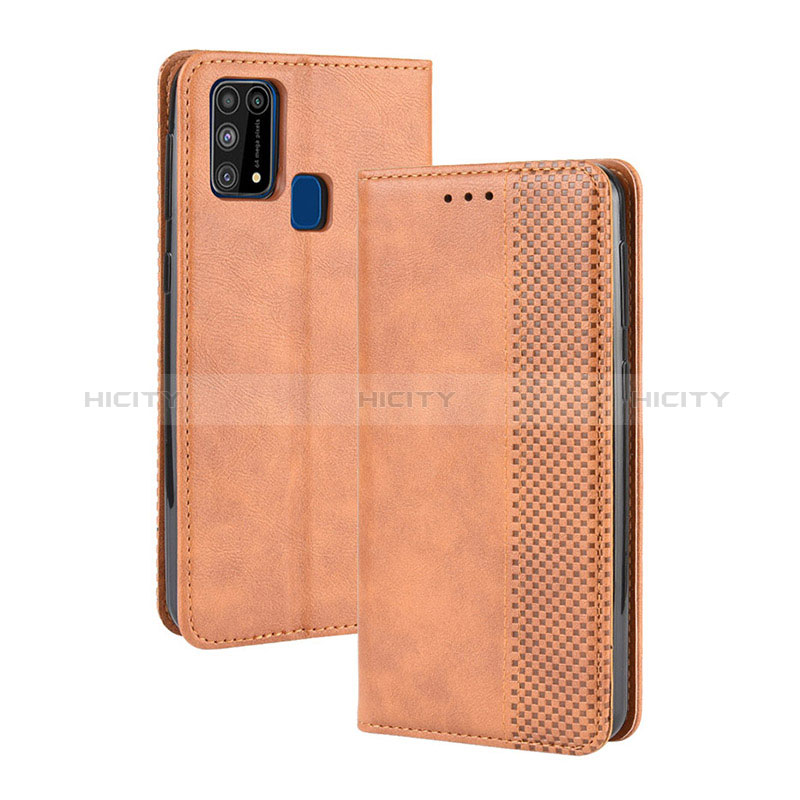 Custodia Portafoglio In Pelle Cover con Supporto BY4 per Samsung Galaxy M21s Marrone