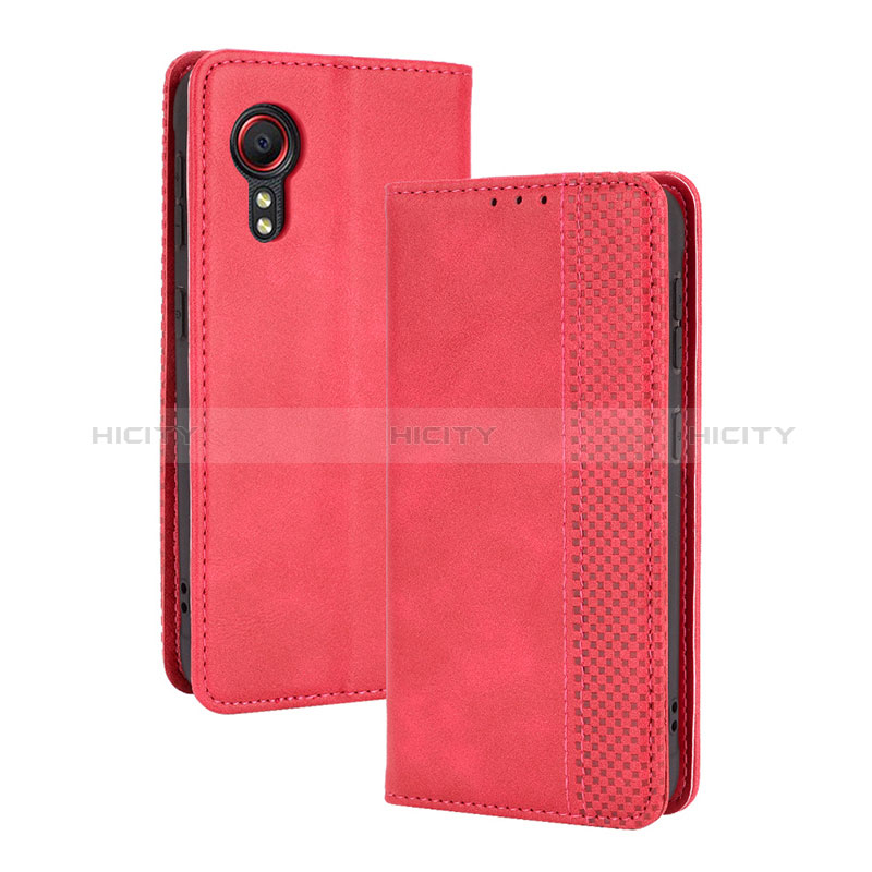 Custodia Portafoglio In Pelle Cover con Supporto BY4 per Samsung Galaxy XCover 5 SM-G525F Rosso
