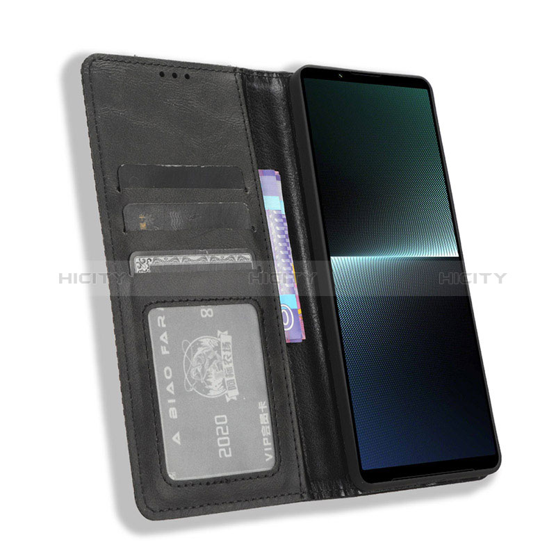 Custodia Portafoglio In Pelle Cover con Supporto BY4 per Sony Xperia 1 V