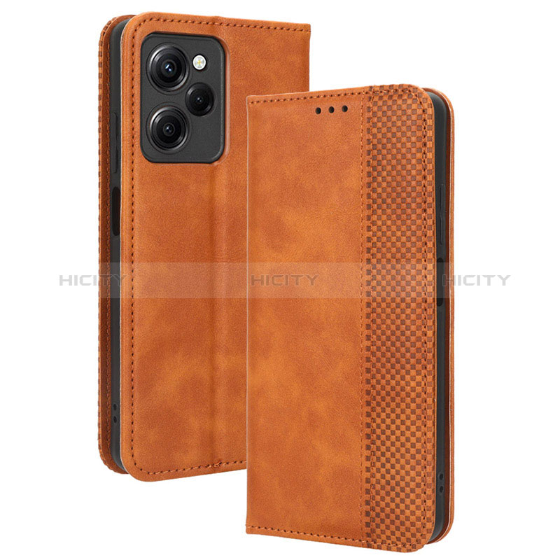 Custodia Portafoglio In Pelle Cover con Supporto BY4 per Xiaomi Redmi Note 12 Pro Speed 5G Marrone