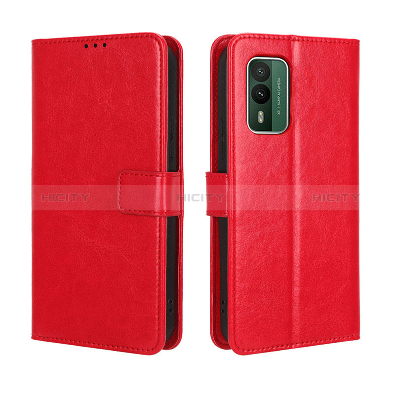Custodia Portafoglio In Pelle Cover con Supporto BY5 per Nokia XR21 Rosso