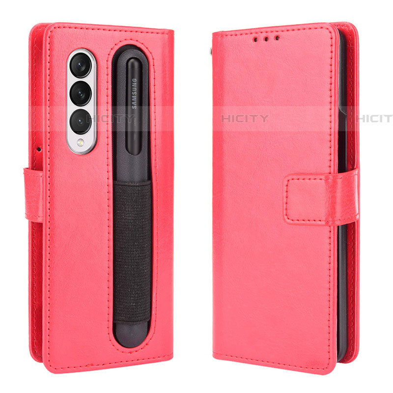 Custodia Portafoglio In Pelle Cover con Supporto BY5 per Samsung Galaxy Z Fold4 5G Rosso
