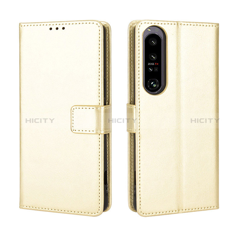 Custodia Portafoglio In Pelle Cover con Supporto BY5 per Sony Xperia 1 IV Oro