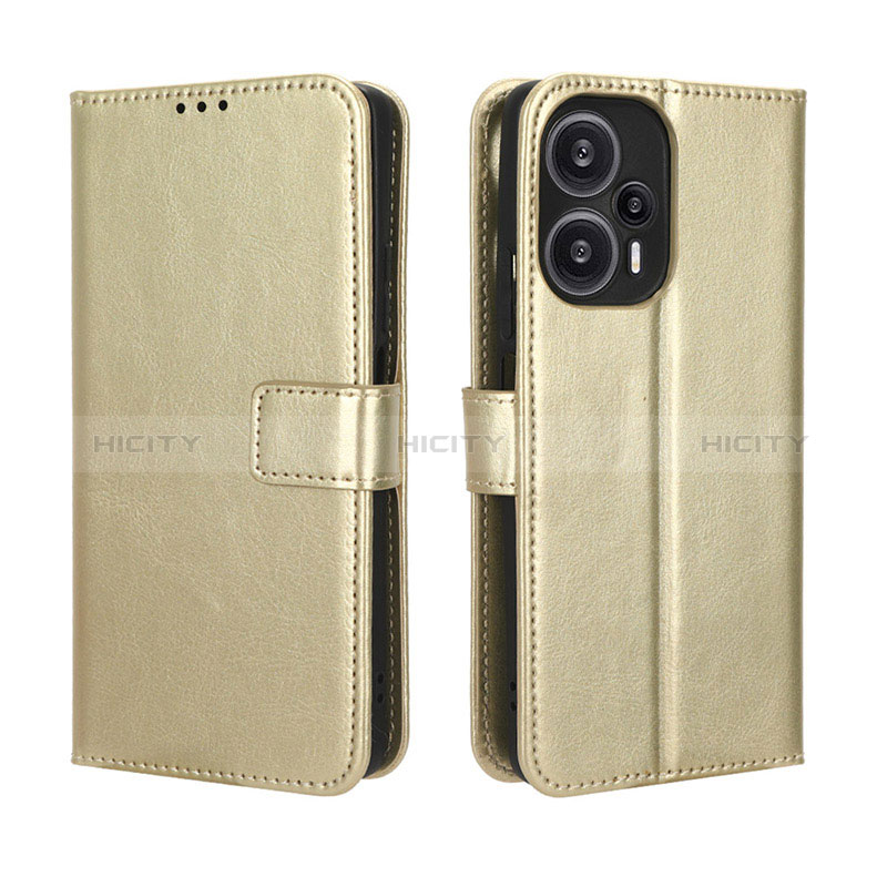 Custodia Portafoglio In Pelle Cover con Supporto BY5 per Xiaomi Poco F5 5G Oro