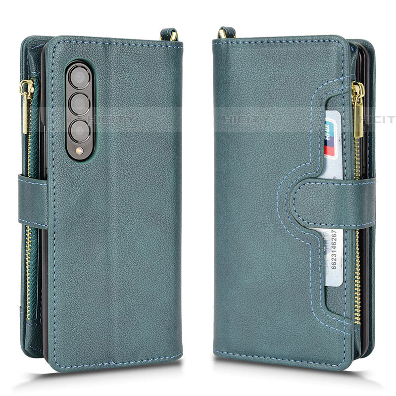 Custodia Portafoglio In Pelle Cover con Supporto BY8 per Samsung Galaxy Z Fold4 5G Verde