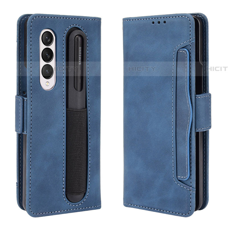 Custodia Portafoglio In Pelle Cover con Supporto BY9 per Samsung Galaxy Z Fold4 5G Blu