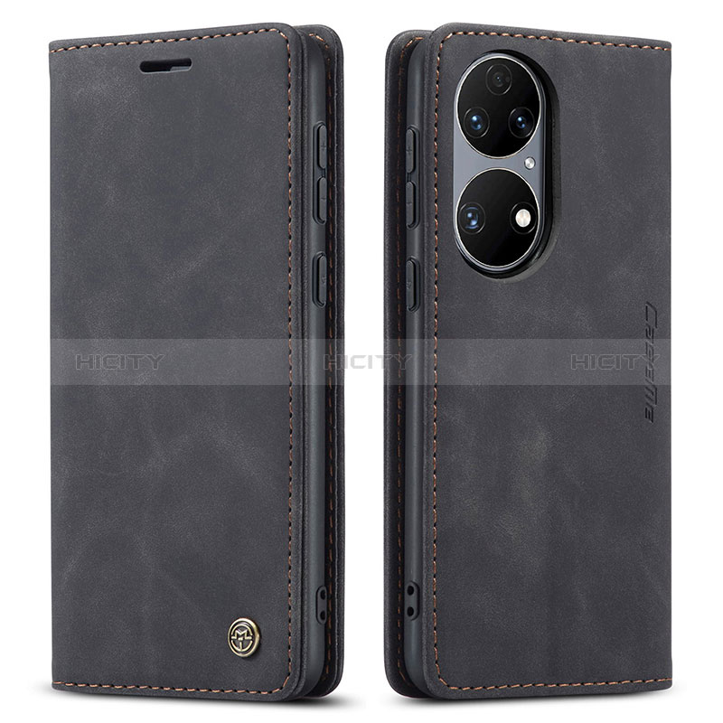 Custodia Portafoglio In Pelle Cover con Supporto C01S per Huawei P50 Pro Nero