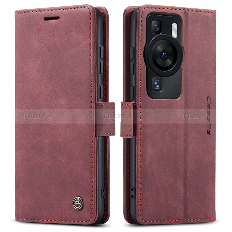 Custodia Portafoglio In Pelle Cover con Supporto C01S per Huawei P60 Rosso Rosa