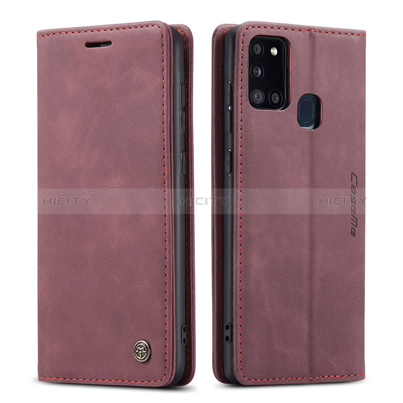 Custodia Portafoglio In Pelle Cover con Supporto C01S per Samsung Galaxy A21s Rosso Rosa