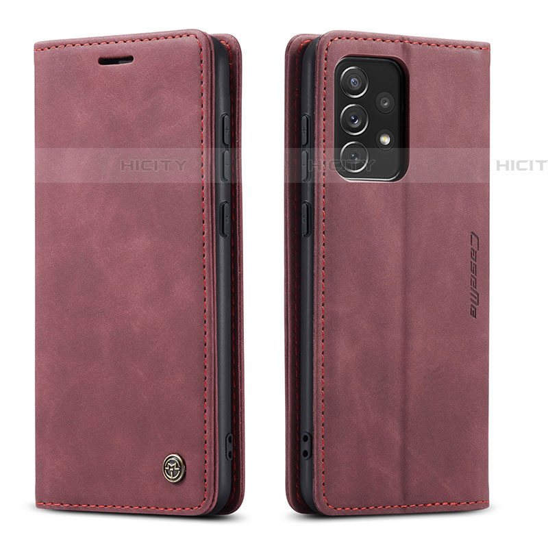 Custodia Portafoglio In Pelle Cover con Supporto C01S per Samsung Galaxy A73 5G Rosso Rosa
