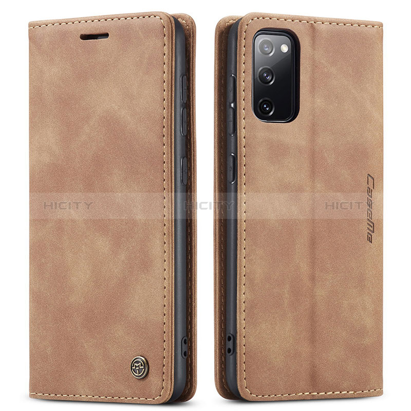 Custodia Portafoglio In Pelle Cover con Supporto C01S per Samsung Galaxy S20 FE 5G Marrone Chiaro
