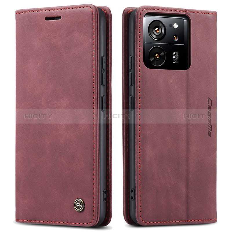 Custodia Portafoglio In Pelle Cover con Supporto C01S per Xiaomi Mi 13T 5G Rosso Rosa