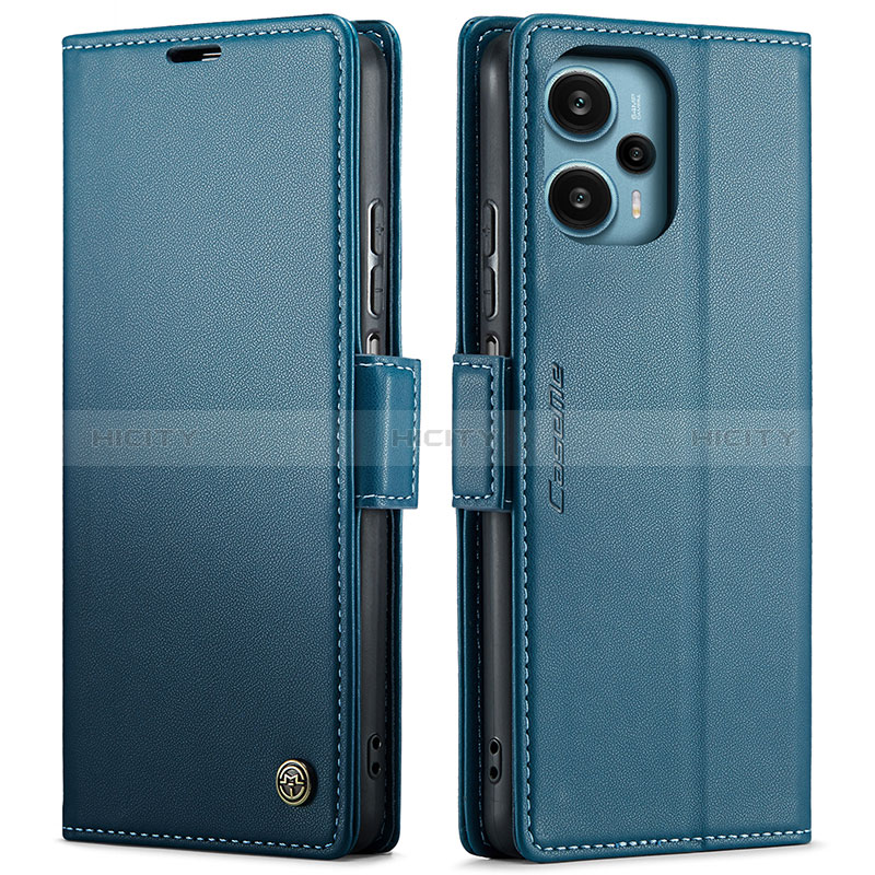 Custodia Portafoglio In Pelle Cover con Supporto C01S per Xiaomi Poco F5 5G Blu