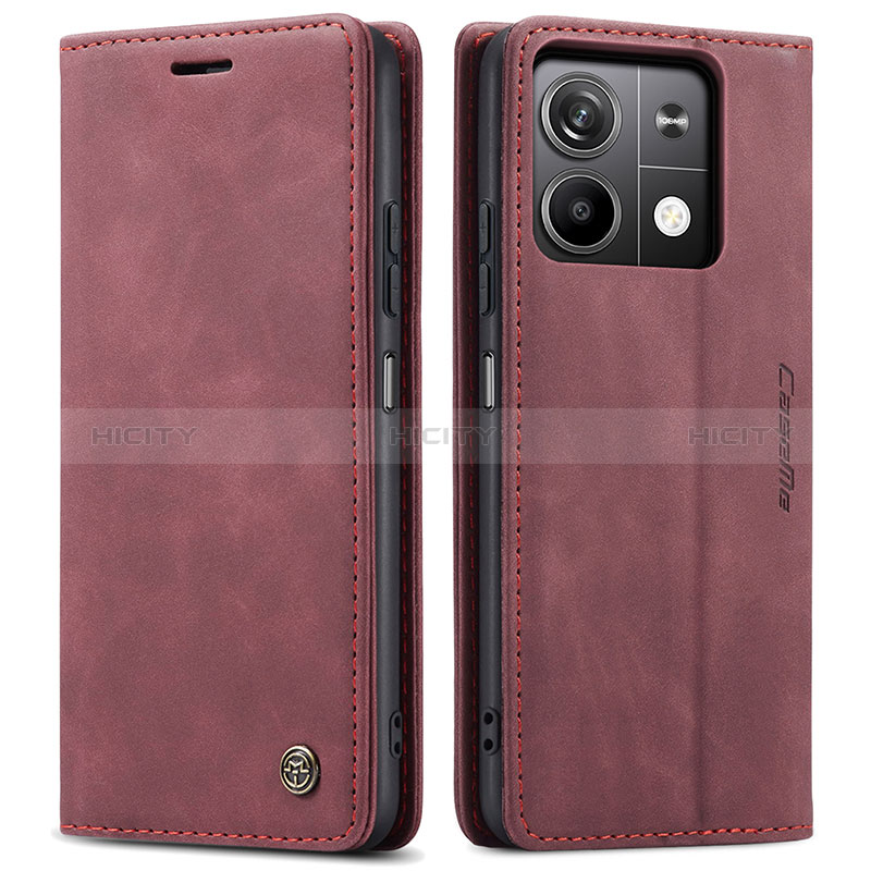 Custodia Portafoglio In Pelle Cover con Supporto C01S per Xiaomi Redmi Note 13 5G Rosso Rosa