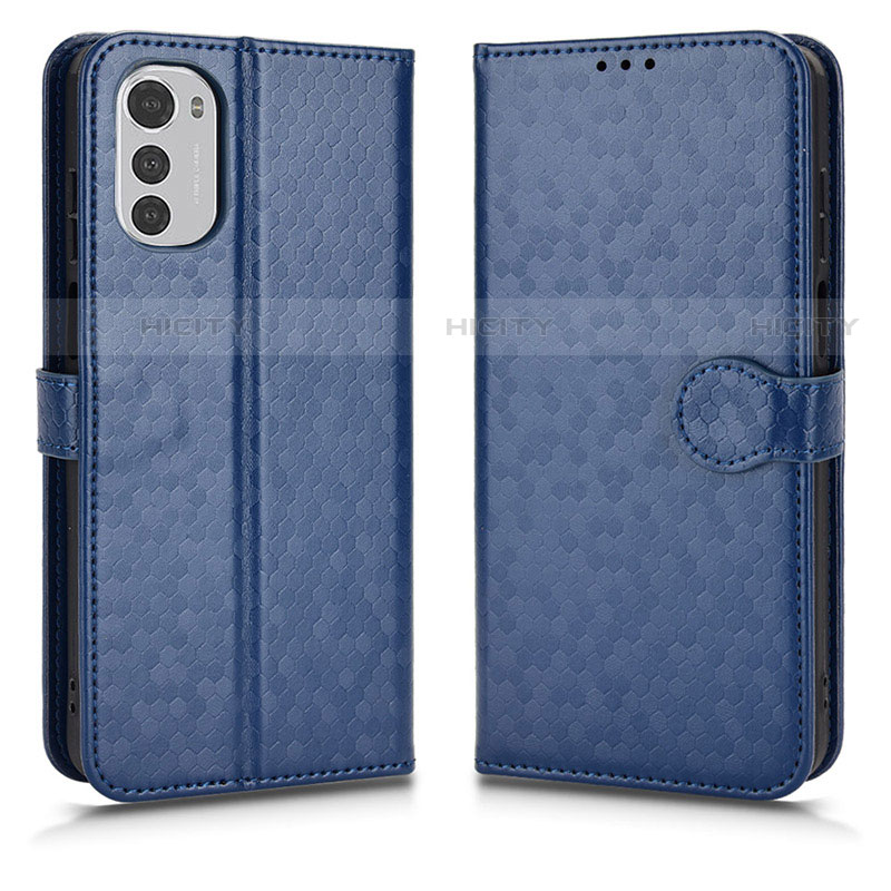 Custodia Portafoglio In Pelle Cover con Supporto C01X per Motorola Moto E32s Blu