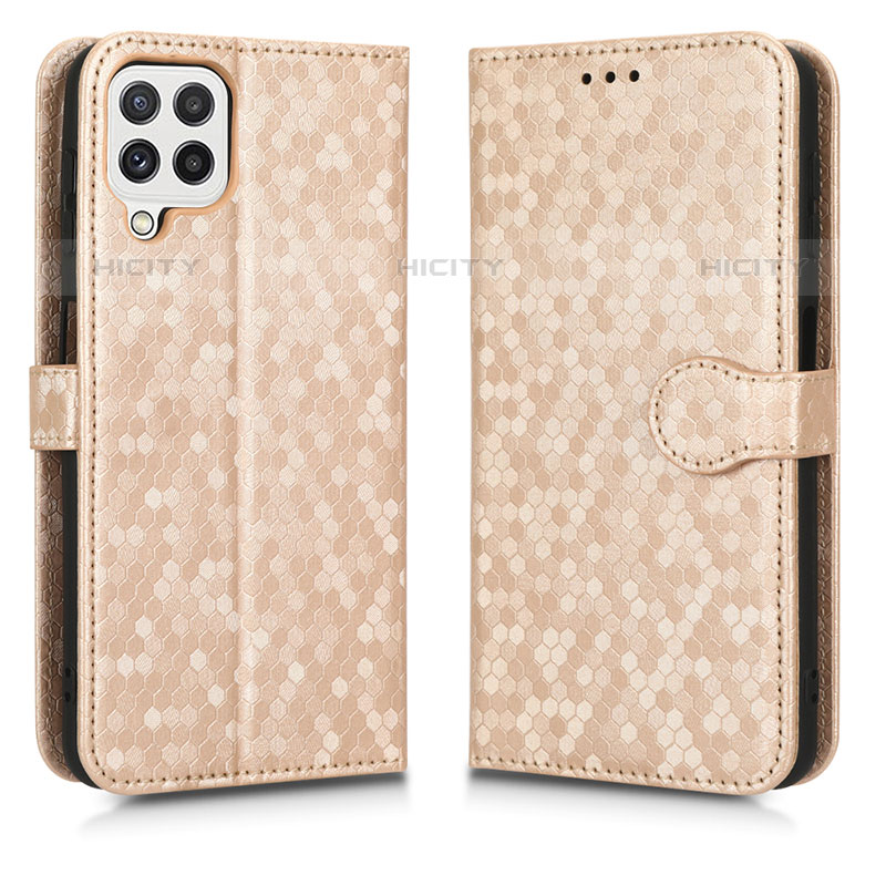 Custodia Portafoglio In Pelle Cover con Supporto C01X per Samsung Galaxy M22 4G Oro