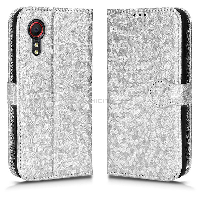Custodia Portafoglio In Pelle Cover con Supporto C01X per Samsung Galaxy XCover 5 SM-G525F Argento