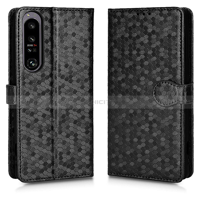 Custodia Portafoglio In Pelle Cover con Supporto C01X per Sony Xperia 1 IV Nero