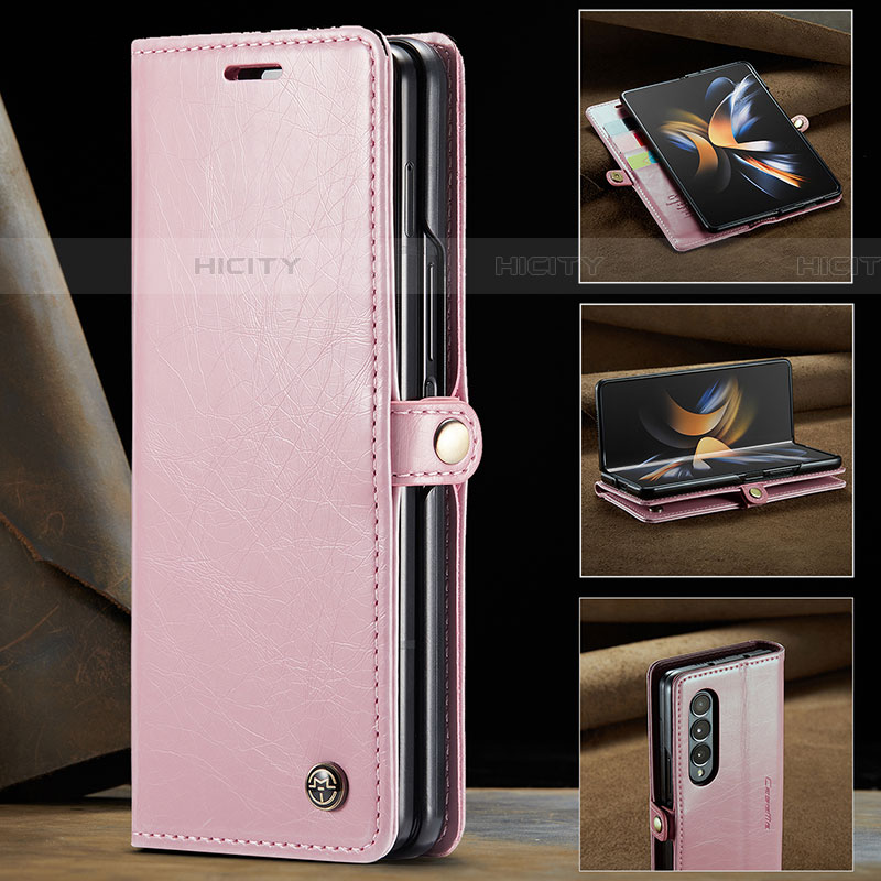 Custodia Portafoglio In Pelle Cover con Supporto C02S per Samsung Galaxy Z Fold4 5G Oro Rosa