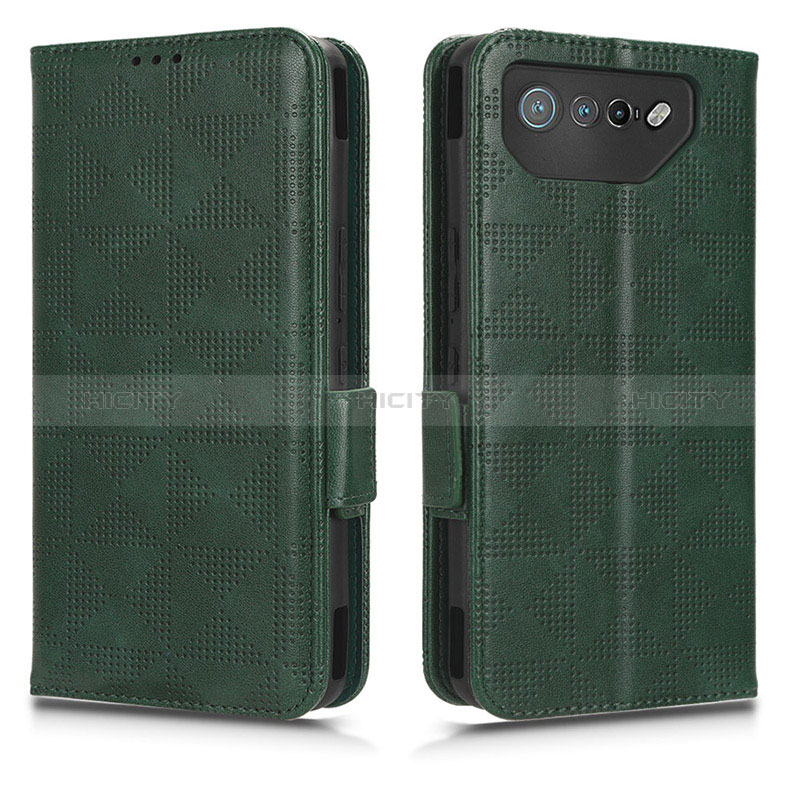 Custodia Portafoglio In Pelle Cover con Supporto C02X per Asus ROG Phone 7 Ultimate Verde