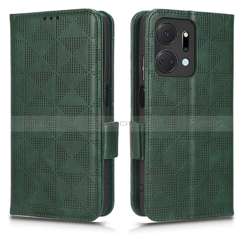 Custodia Portafoglio In Pelle Cover con Supporto C02X per Huawei Honor X7a Verde