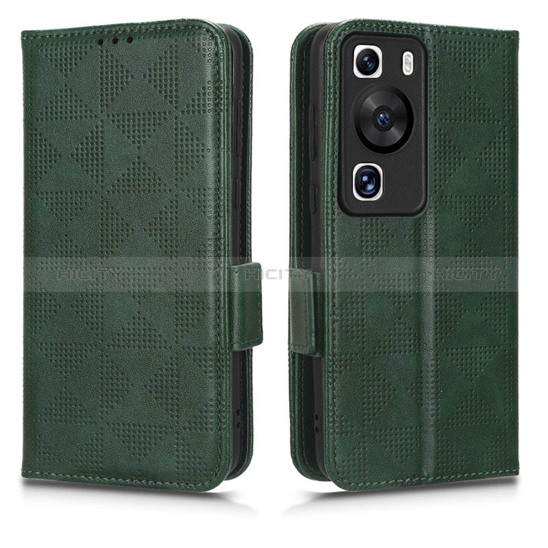 Custodia Portafoglio In Pelle Cover con Supporto C02X per Huawei P60 Pro Verde