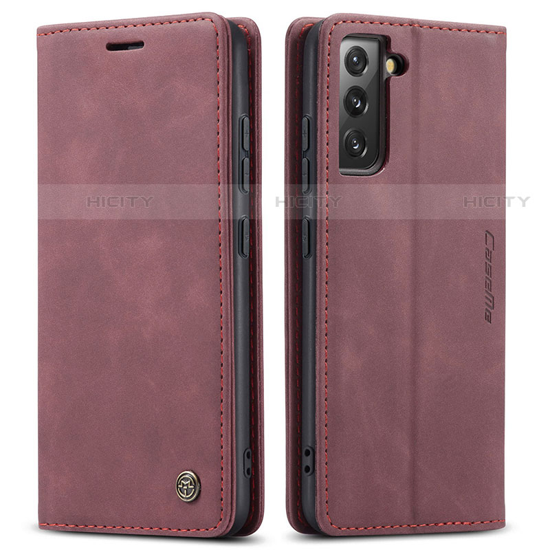 Custodia Portafoglio In Pelle Cover con Supporto C03S per Samsung Galaxy S21 5G Rosso Rosa