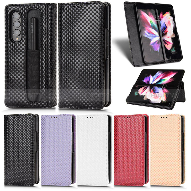 Custodia Portafoglio In Pelle Cover con Supporto C03X per Samsung Galaxy Z Fold3 5G