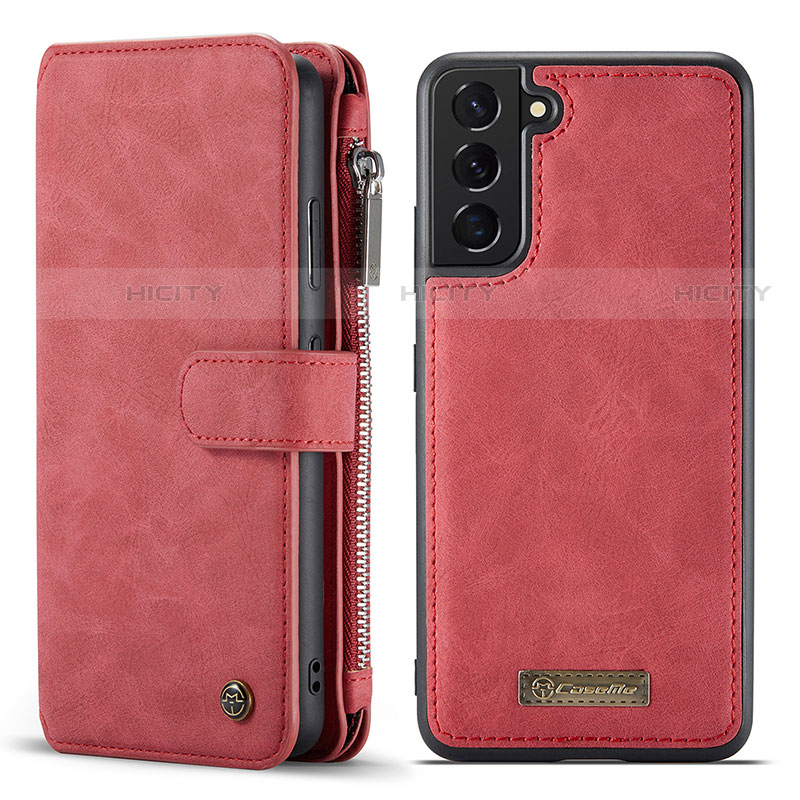 Custodia Portafoglio In Pelle Cover con Supporto C05S per Samsung Galaxy S22 5G Rosso