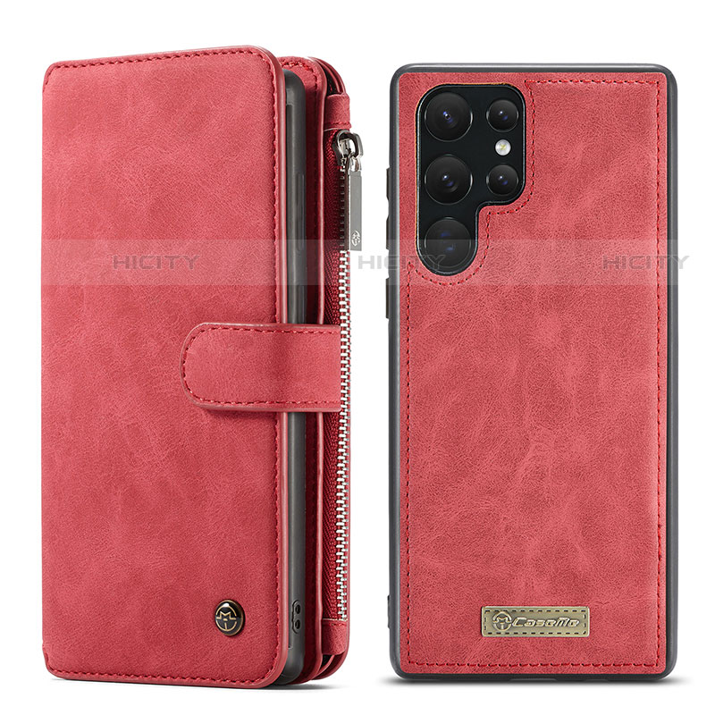 Custodia Portafoglio In Pelle Cover con Supporto C05S per Samsung Galaxy S23 Ultra 5G Rosso