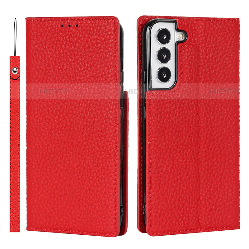 Custodia Portafoglio In Pelle Cover con Supporto D01T per Samsung Galaxy S21 FE 5G Rosso