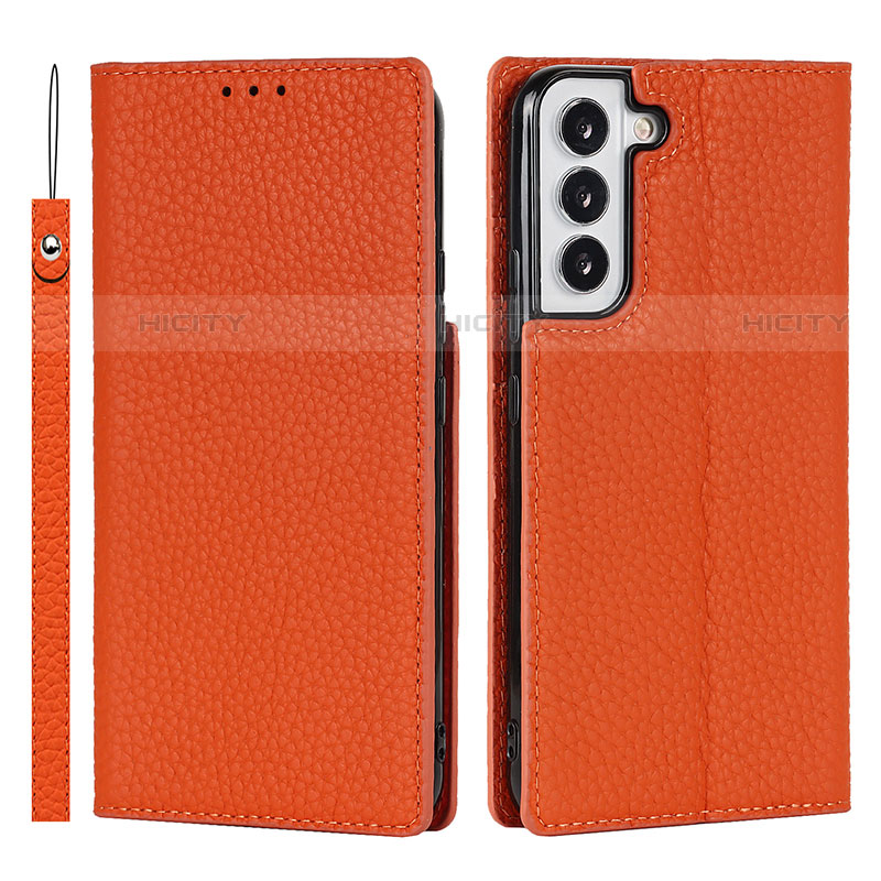 Custodia Portafoglio In Pelle Cover con Supporto D01T per Samsung Galaxy S21 Plus 5G Arancione