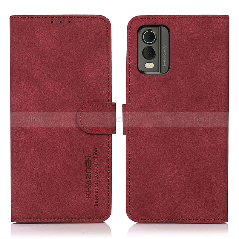 Custodia Portafoglio In Pelle Cover con Supporto D01Y per Nokia C210 Rosso