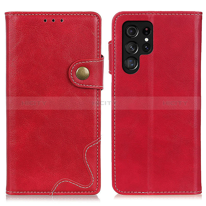 Custodia Portafoglio In Pelle Cover con Supporto D01Y per Samsung Galaxy S24 Ultra 5G Rosso