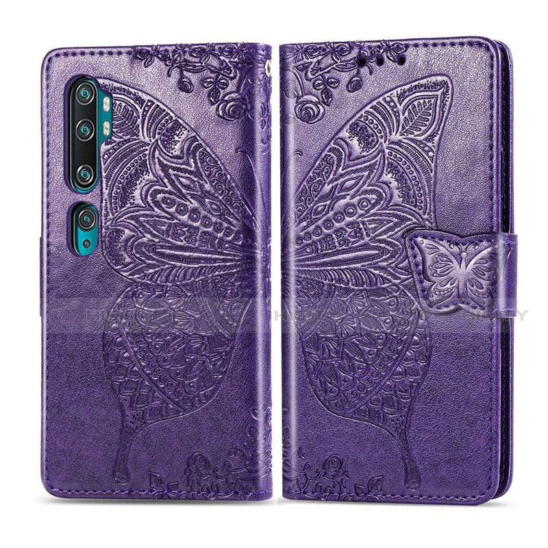 Custodia Portafoglio In Pelle Cover con Supporto D02 per Xiaomi Mi Note 10 Pro Viola