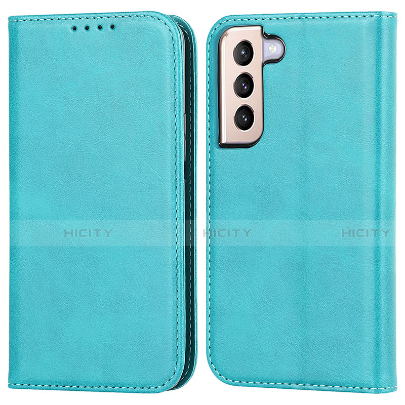 Custodia Portafoglio In Pelle Cover con Supporto D03T per Samsung Galaxy S21 5G Cielo Blu