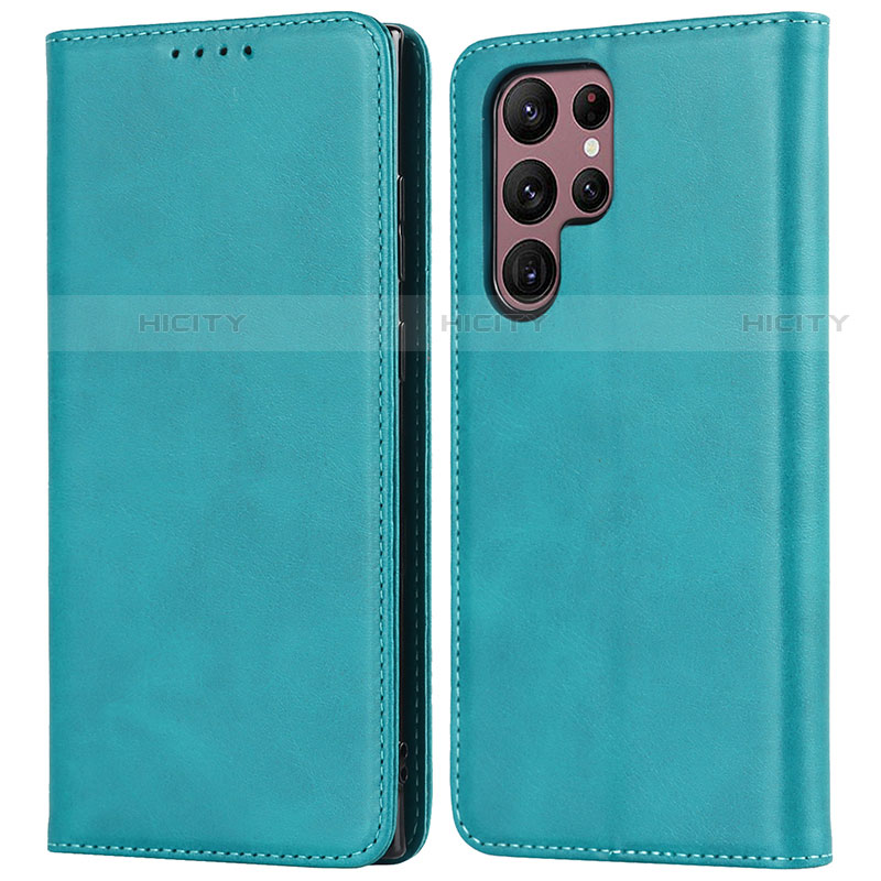 Custodia Portafoglio In Pelle Cover con Supporto D03T per Samsung Galaxy S21 Ultra 5G Cielo Blu