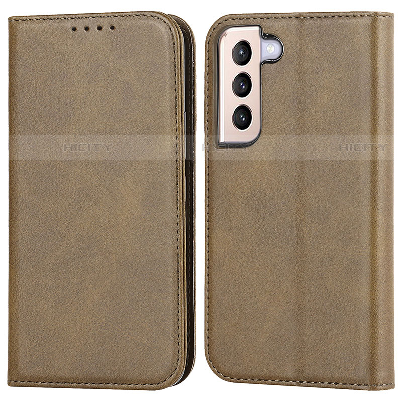 Custodia Portafoglio In Pelle Cover con Supporto D03T per Samsung Galaxy S23 Plus 5G Khaki