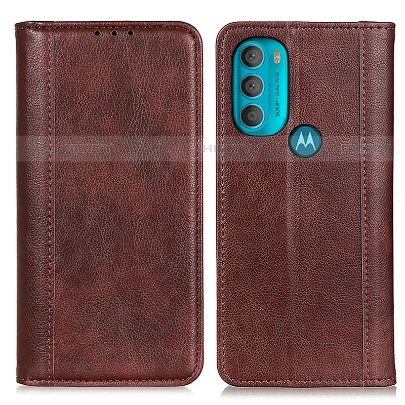 Custodia Portafoglio In Pelle Cover con Supporto D03Y per Motorola Moto G71 5G Marrone